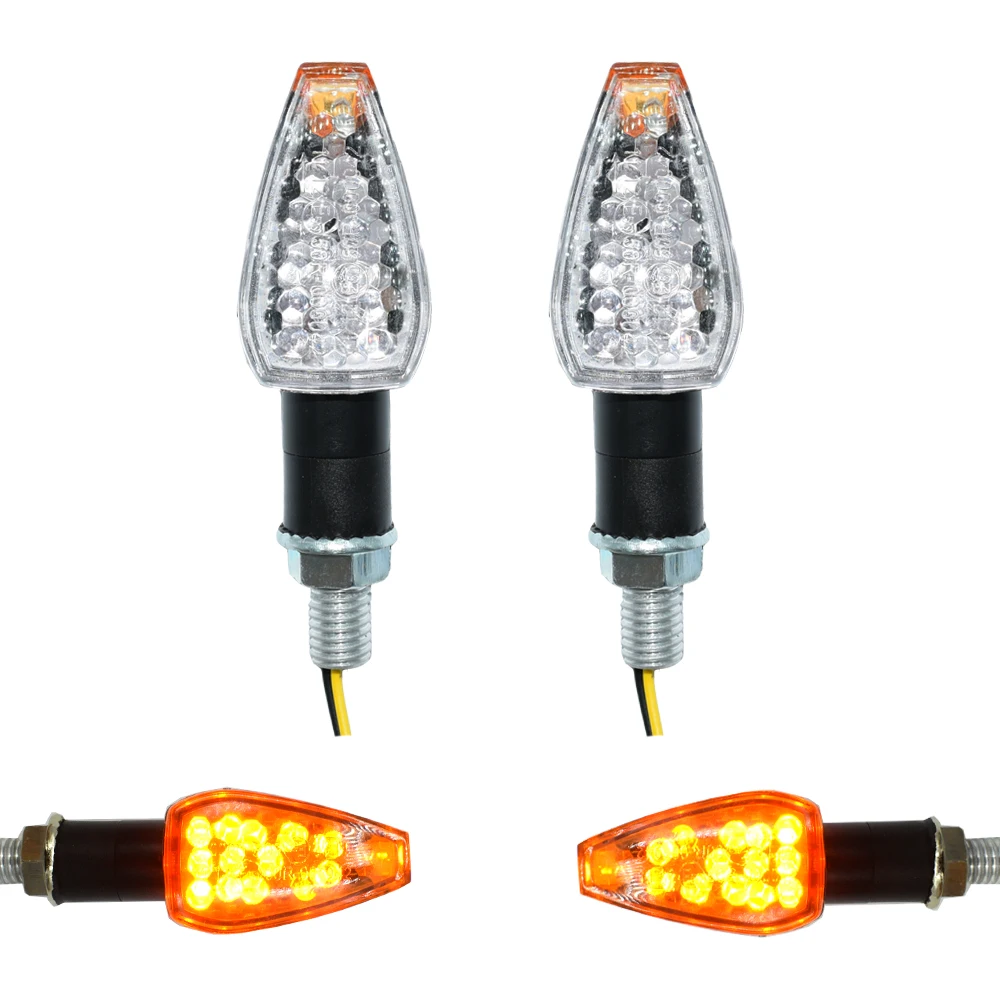 12V короткие мотоциклетные указатель поворота светильник 15 светодиодный мигающий Янтарный мигалки лампы для Yamaha Suzuki Honda Kawasaki