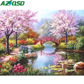 

AZQSD Diamond Embroidery Summer Scenery Diamond Painting Full Round Drill Sale Landscape Picture Rhinestones Handmade Home Decor