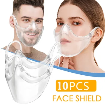 

Protective Mask Transparent Mouth Cover Durable Mask Face Shield Combine Plastic Reusable Clear Face Mask Men Women Masque 3D