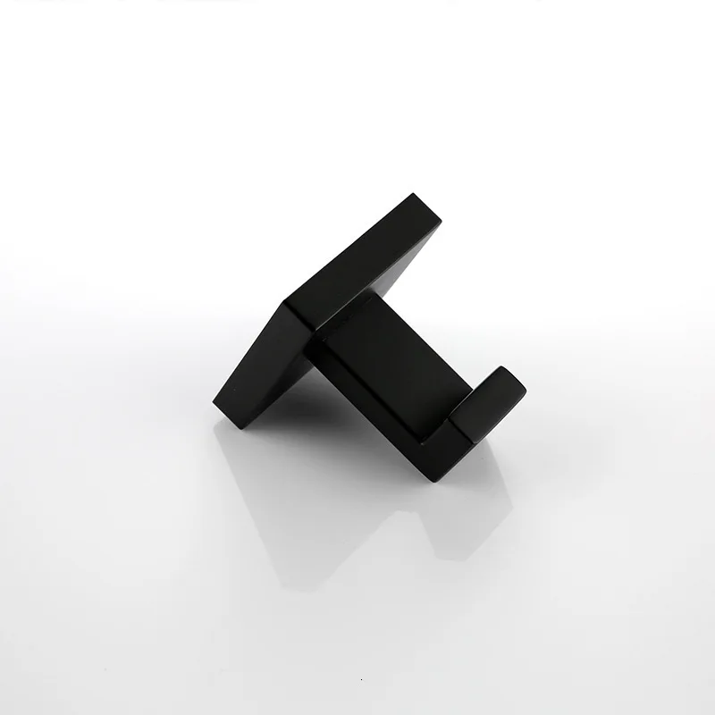 Black Towel Hook, pad, stainless steel hook for bathroom, cabinet, cabinet, sponge, wall hook, square hammock