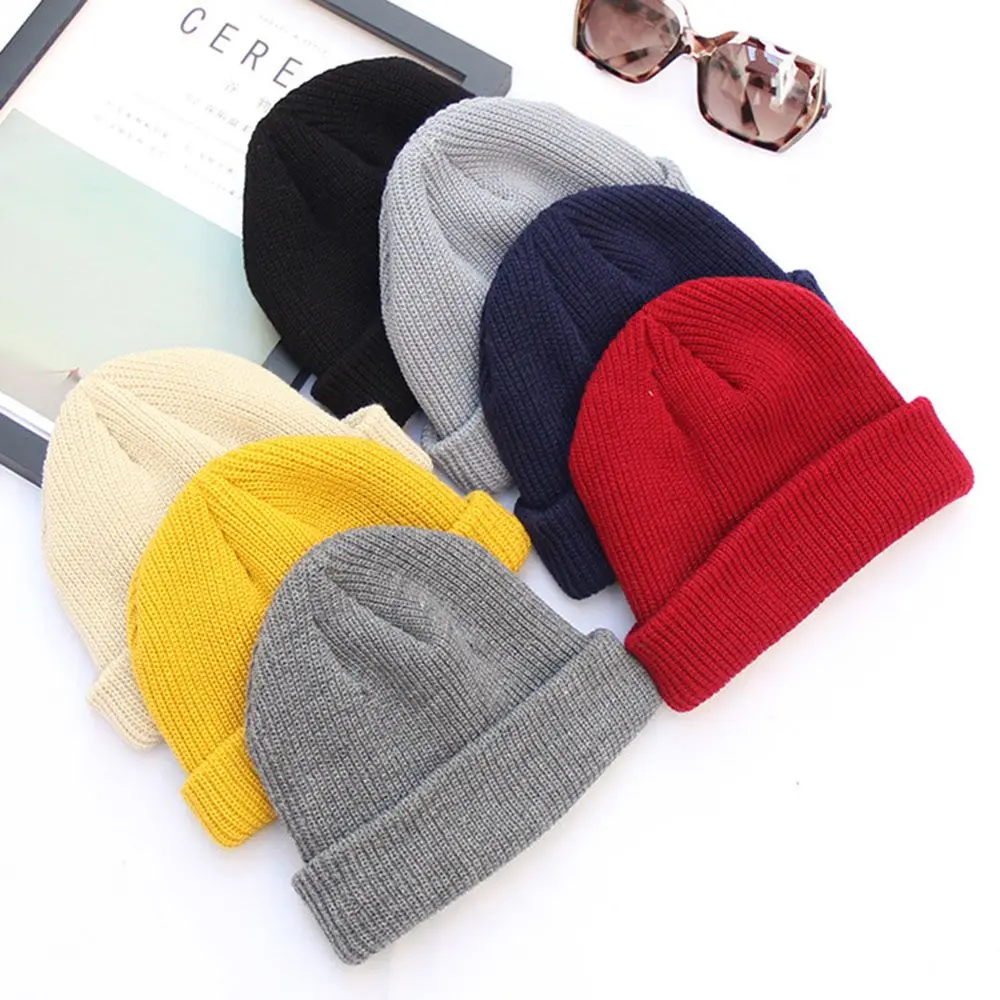 

Fashion Colored Men Women Winter Beanie Hat Warm Windproof Outdoor Ribbed Turn Ski Fisherman Gift for New Year