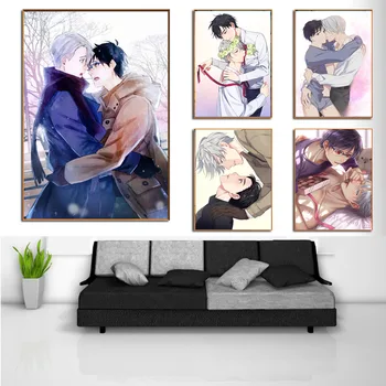 

Home Decor HD Nordic Print Painting Yuri on Ice Coupling Anime Picture Wall Art Modular Canvas Poster Modern Bedside Background