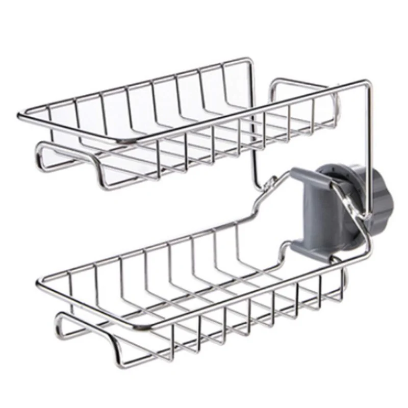 

Faucet Sponge Holder Sink Organizer Drainer Faucet Hanging Storage Rack for Bathroom Kitchen (2 Layer)