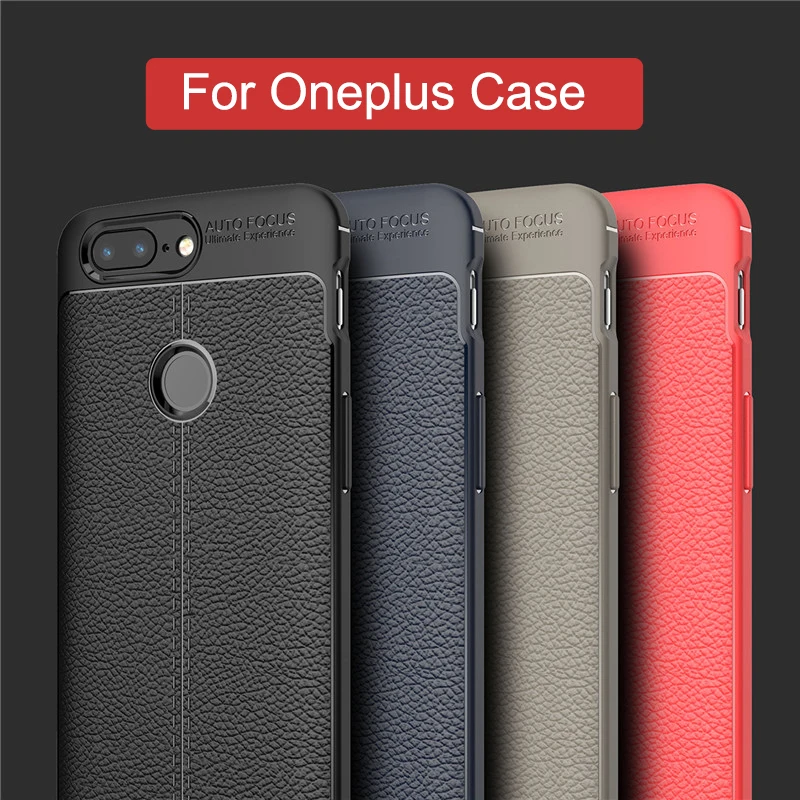 

Case Phone For Oneplus 7 pro 6T 6 5t 5 Cover Luxury Flexible Soft Silicone Bumper Litchi Leather Texture Shockproof Case Cover