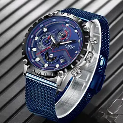 LIGE Модные мужские s часы лучший бренд Роскошные наручные часы кварцевые часы из нержавеющей стали водонепроницаемые спортивные часы