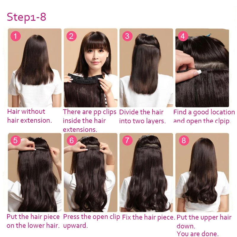 MERISIHAIR 32inch Synthetic Hair Extensions One piece 5 Clips Long Straight High Temperature Fiber Black Brown Hairpiece