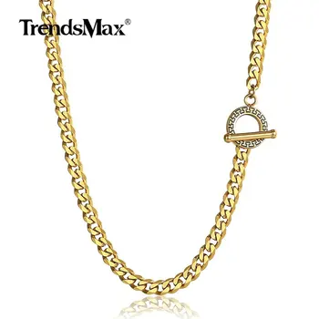 

5mm Stainless Steel Chain Cuban Curb Link Chain Necklace for Men Women Toggle Clasp Fashion Hip hop Men Jewelry TNS00703