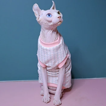 

Sphinx Hairless Cat Clothes 100% Cotton Soft Cat Vest Clothes Kitty Clothes For Summer