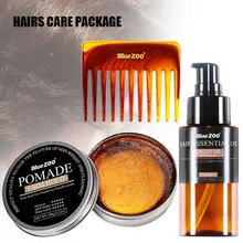 Хит, 3 шт. набор для ухода за волосами, гребень для волос, эфирное масло, набор расчесок, включая щетки для волос, воск для волос, масло для мужчин