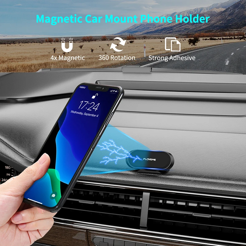 Магнитный автомобильный держатель для телефона FLOVEME 360 градусов мини подставка в