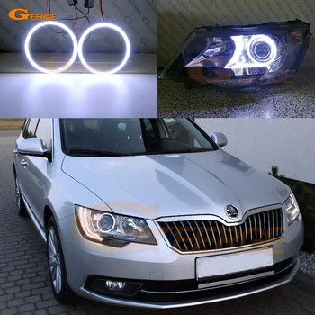 

For SKODA SUPERB 2 II 3T FACELIFT 2013 2014 2015 Xenon headlight Excellent Ultra bright COB led angel eyes kit halo rings