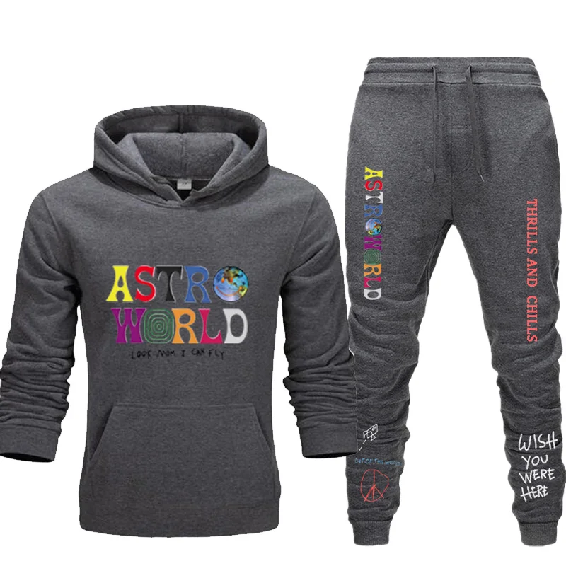 Мужской модный Повседневный Спортивный костюм Трэвиса Скотта Astroworld, Толстовка и спортивные штаны, комплект из двух предметов, толстовка с капюшоном, спортивный костюм, новинка, толстовки с капюшоном - Цвет: 0019