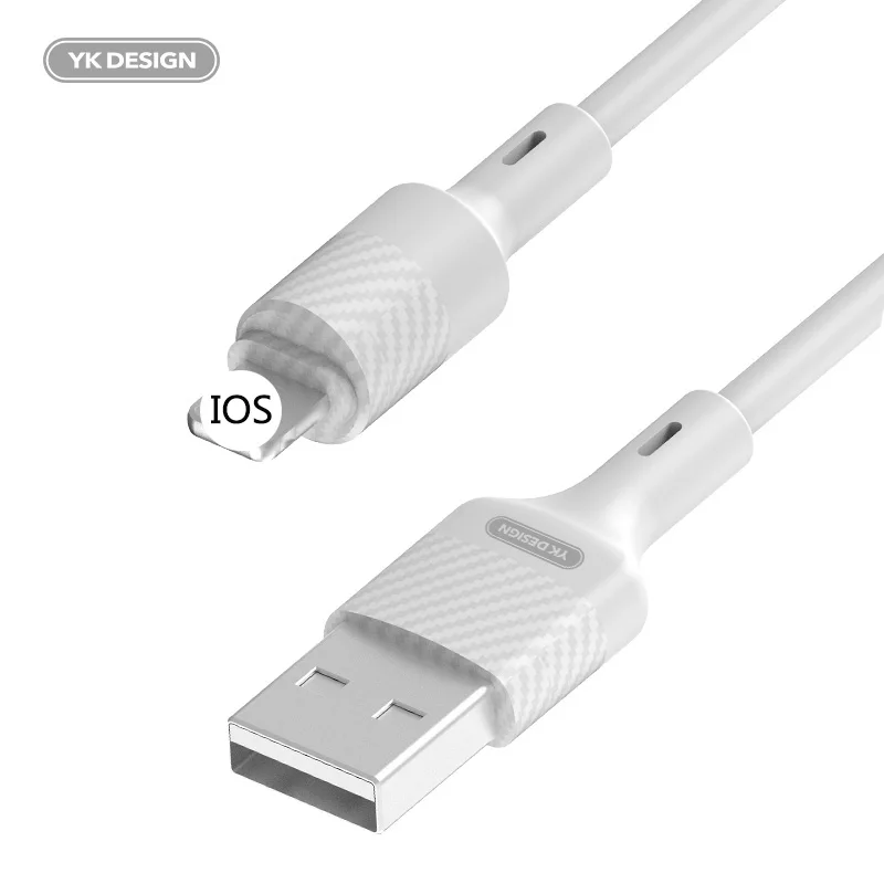 YK DESIGN S16 кабель для передачи данных для iphone 6 6s 7 7p 8 8p x xs xr 11 2.4A высокотоковая Высококачественная линия передачи данных - Цвет: Белый