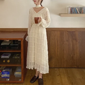 

Dresses Woman Party Night Women Clothes 2019 Lace-up Fungus Dress Pleated Mid-length V-neck Fairy Dress Designer Dress