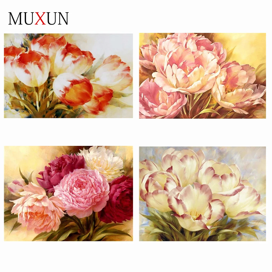 

Muxun Diy 5D Diamond Embroidery Tulip Handmade Craft Gift Diamond Mosaic Painting Rhinestone Romantic Valentine Day Presentep368