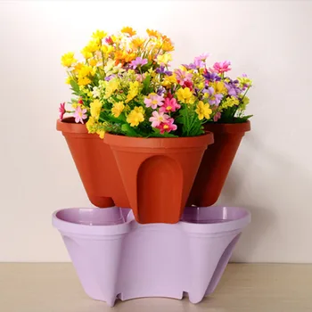 

3D Stackable Gardening Pots for Growing Flowers Herbs and Vegetables TB Sale