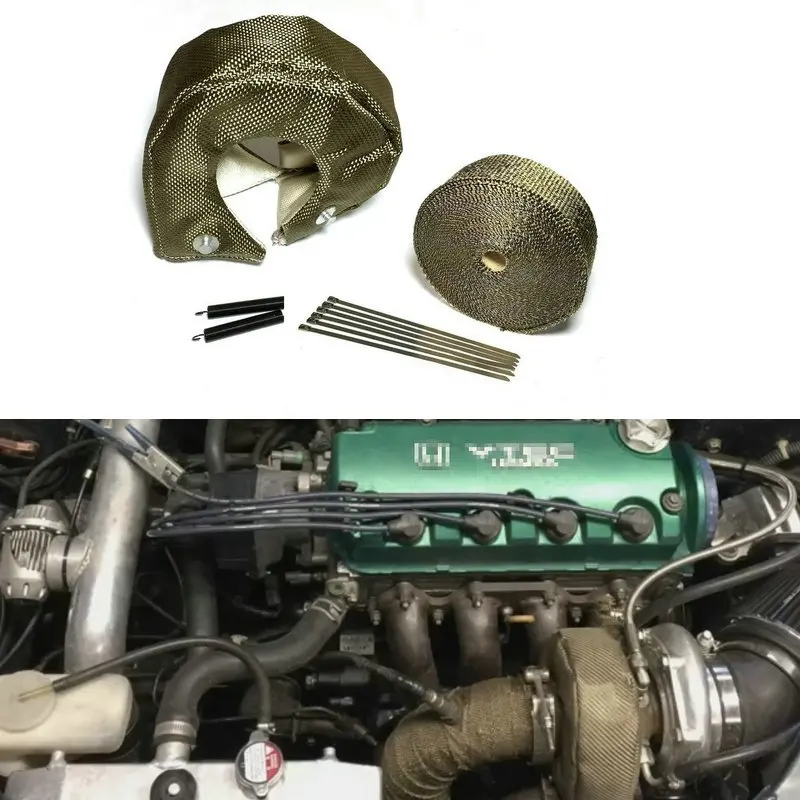 50FT Downpipe Header Wrap Tape T 6 Titanium T6 Turbo Heat Shield Blanket Cover 50FT Downpipe Header Wrap Tape T 6 Titanium T6 Turbo Heat Shield Blanket Cover