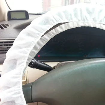 

Universal 100PCS Universal Disposable Steering Wheel Cover Plastic 40cm Creamy White Car Styling Protection Accessories