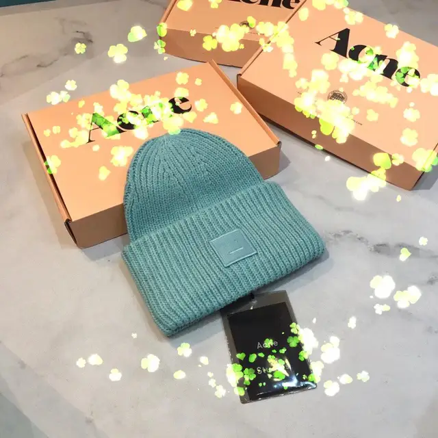 AC Studios Smiling face Beanie Skull Caps knitted Cashmere Eye Warm Couple Lovers Acne Hats Tide Street Hip-hop Wool Cap Adult 9