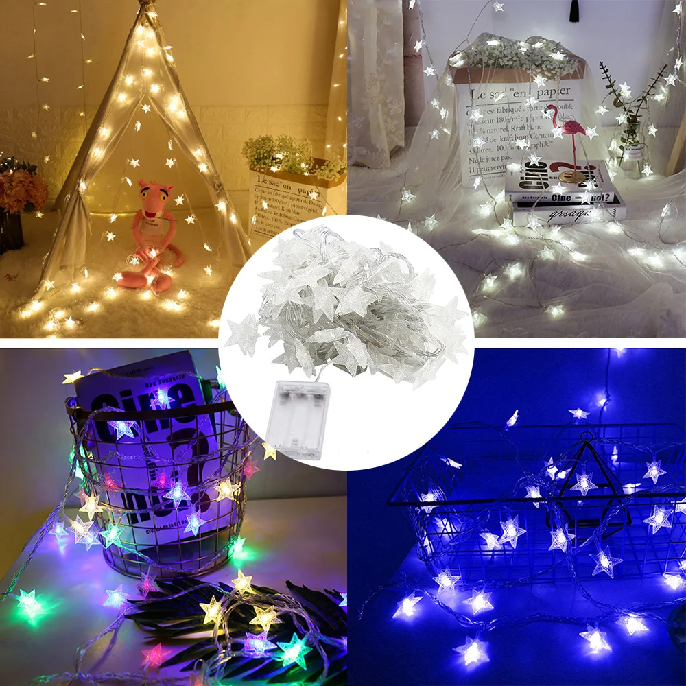 LED Star String Light Waterproof LED String Lights Fairy Light  for Valentine's Day Holiday Wedding Party Christmas Decor D30