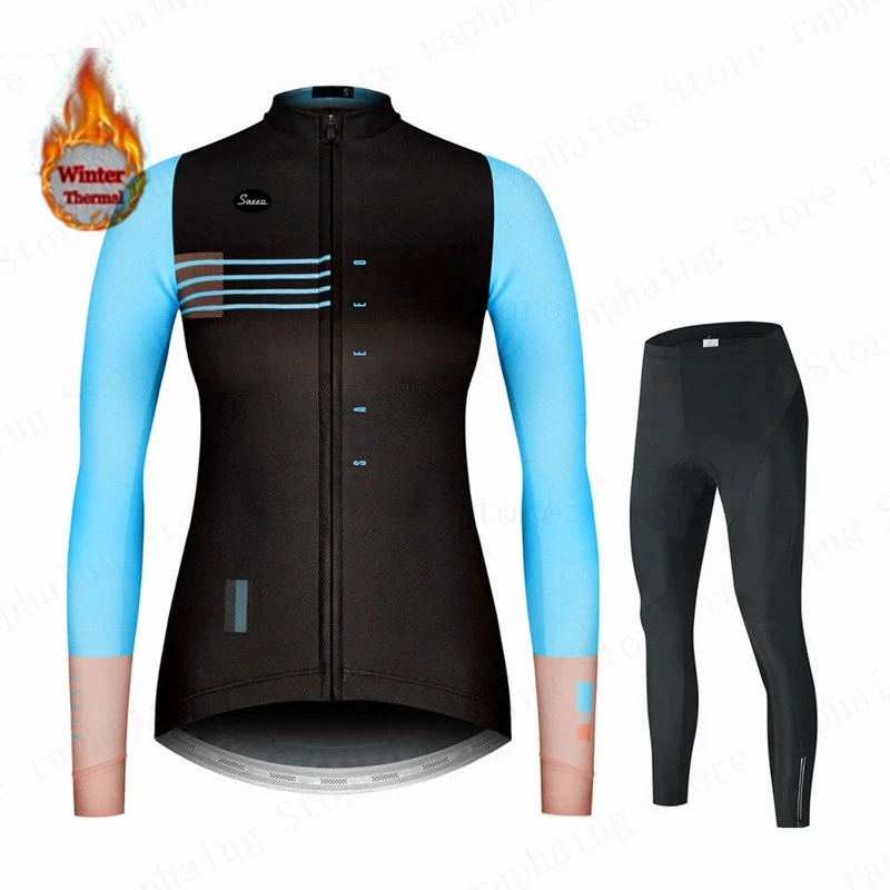 Cycling Jersey Set Women Cycling Clothing Winter Fleece Long Sleeve MTB Female Thermal
