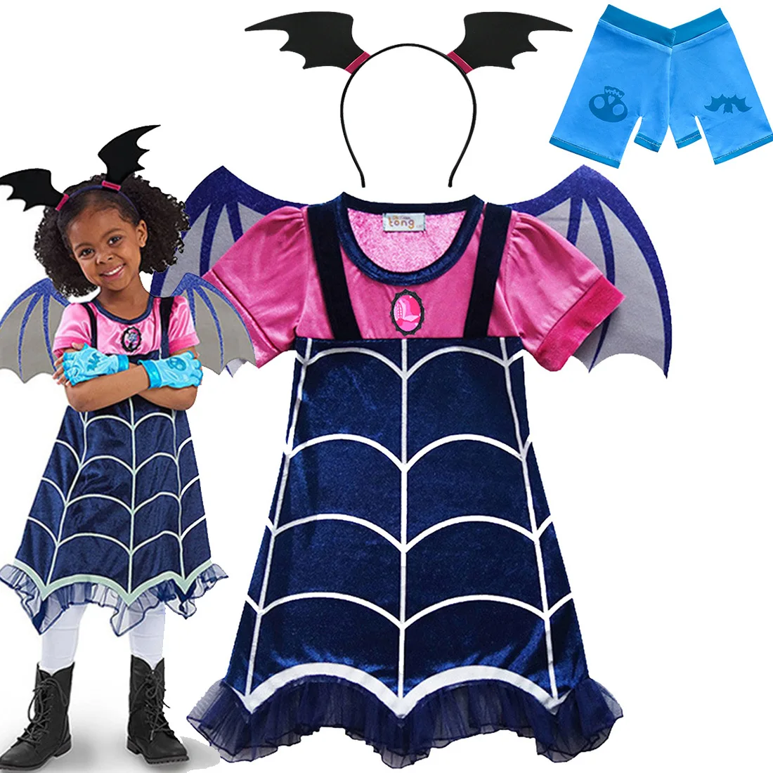 

New cosplay vampire headband wings gloves Vampirina four-piece girl cos costume 8802