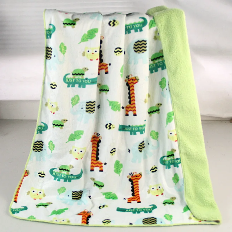 

Winter Baby Blanket Cartoon Animals Short Plush Infant Swaddle Newborn Envelope Stroller Blankets For Baby Bedding 70x100cm