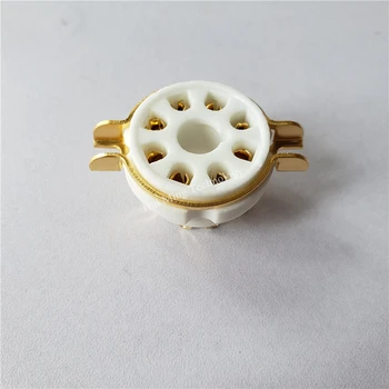 

4pcs ceramic tube socket seat GZC8-Y-1-G 8 pin seat tube socket golden foot for EL34 KT88 6550 KT66