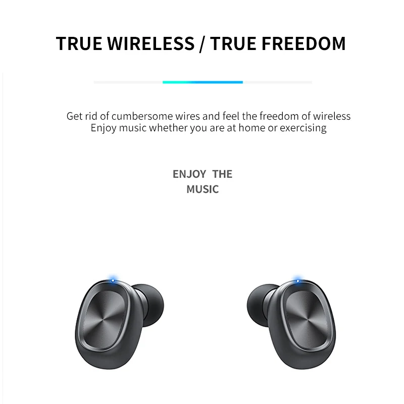 B9 TWS Bluetooth Headset 5 0 Wireless 8D HIFI Sports Headset Bilateral Stereo Fingerprint Press Headset for Xiaomi Samsung Huawe