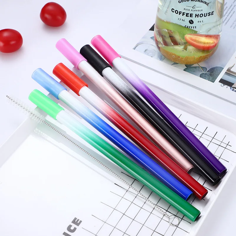 

215*12mm Reusable Metal Straw Drinking Straw 304 Stainless Steel Straw Pearl Milkshake Fat Bubble Tea Straws Party 1PC