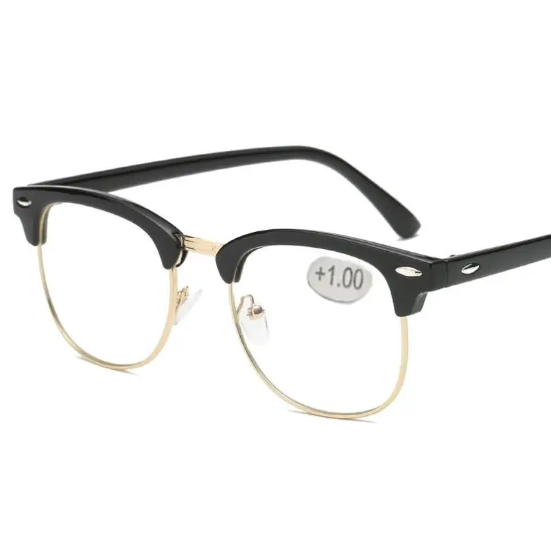 Metal Half Frame Reading Glasses Presbyopic Eyewear Male Female Far sight Glasses with strength +0.5 +0.75 +1.0 +1.25 To +4.0 2