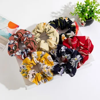 

Girls Kids Headwear Candy Solid Color Multicolor Optional Chiffon Printing Large Intestine Ring Head Rope Hair Bundle Hair Ring