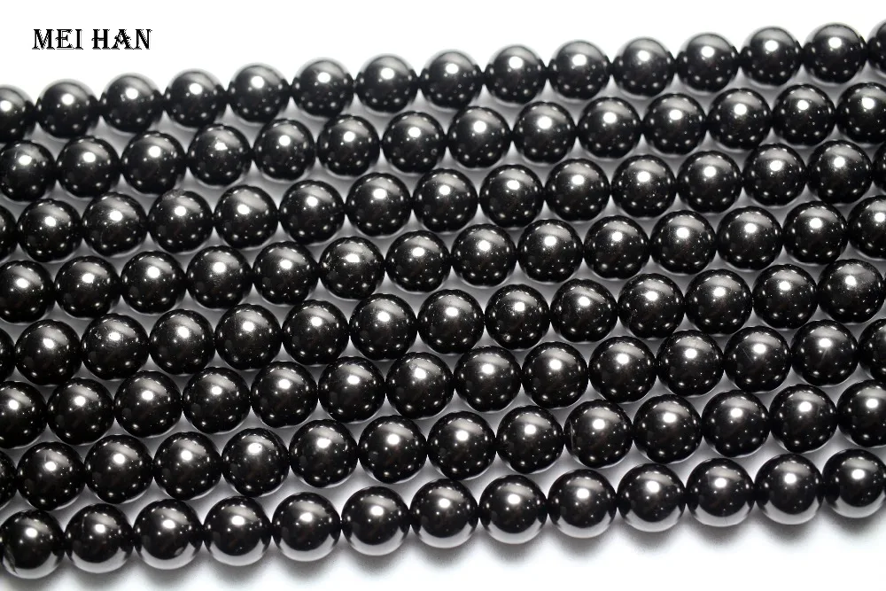 Meihan подарок(2 нити/Лот) натуральный 10+-0,2 мм реактивный круглый черный бисер камень для изготовления ювелирных изделий