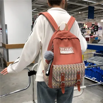 

Chinese Nation style belt buckle Backpack Waterproof nylon Women Backpack Female schoolbag for Teenage girls Travel bags