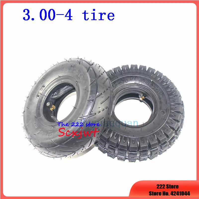 Two Options High quality tyres 3.00-4 (10&quotx3" 260x85) Knobby Scooter ATV and Go Kart Electric scooter DIY Tires Tube Set |