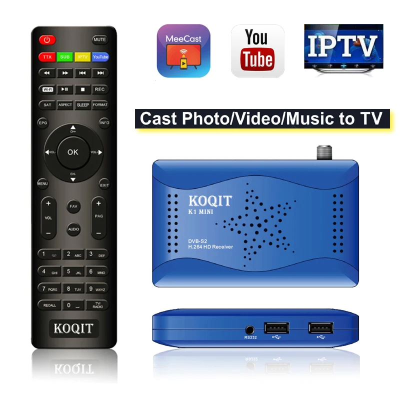 Koqit DVB-S2 T2MI Tuner Receptor DVB S2 Satellite Receiver internet Finder Biss Vu IPTV CS Decoder Mirror Cast TV Wifi Youtube