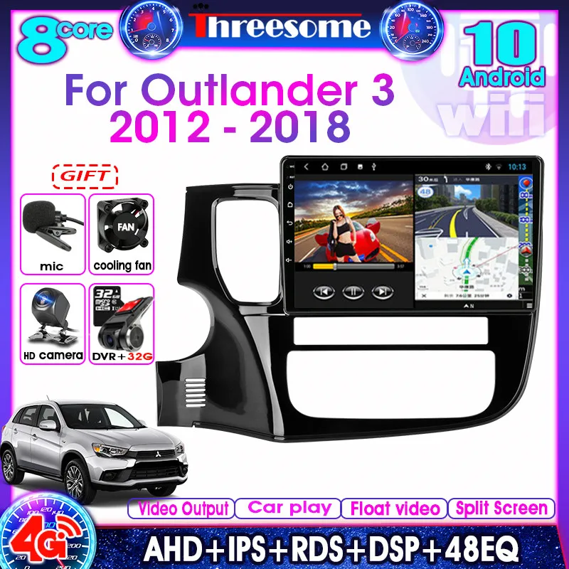 

4G Android 10.0 2G+32G Car Radio Stereo Multimedia Video Player Navigation GPS For Mitsubishi Outlander 3 GF0W GG0W 2012-2018