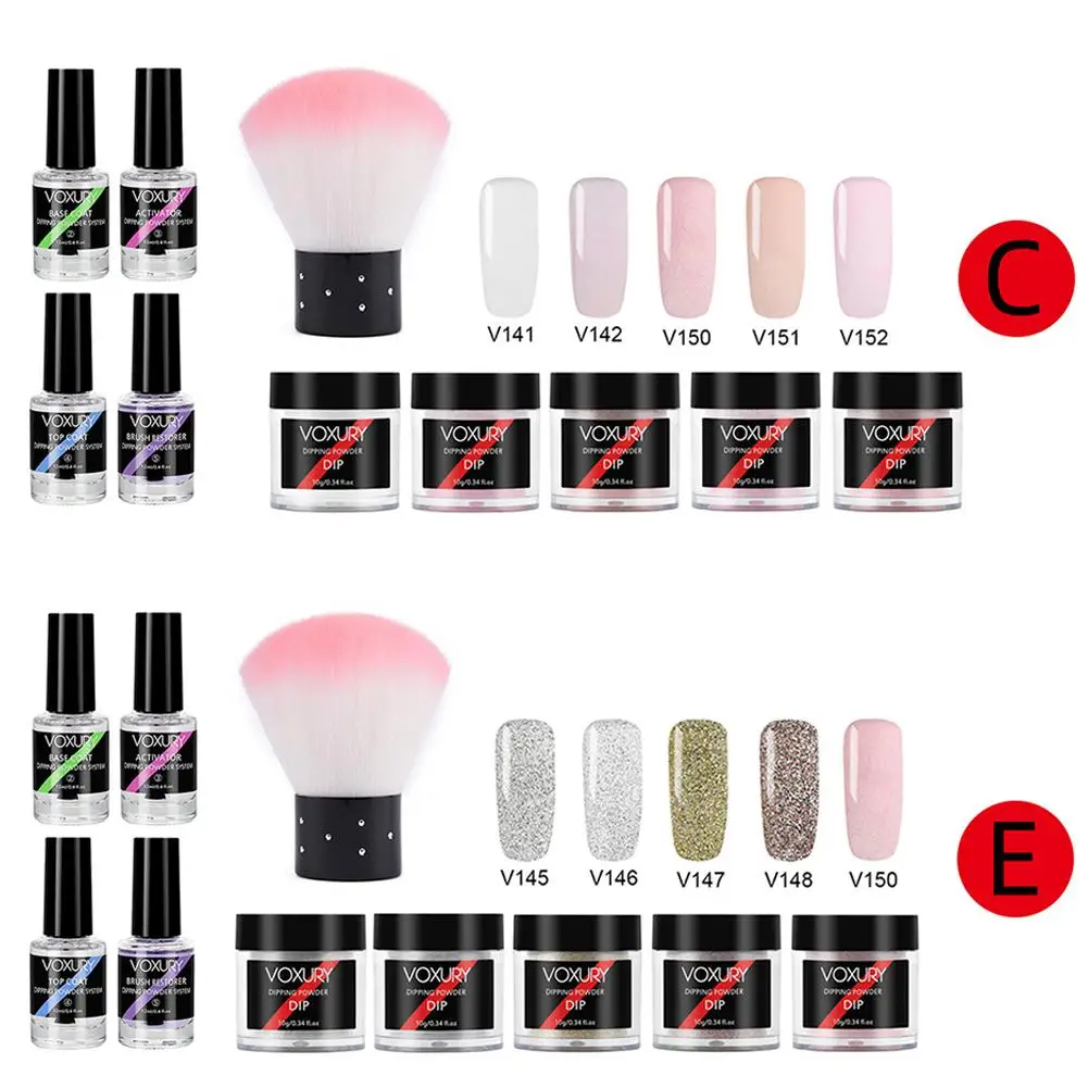 Порошок для ногтей комплект с 5 цветов блеск, погружением Системы для нейл-арта, набор кистей для макияжа Портативный Набор для путешествий