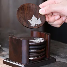 Эбеновое дерево Коврик для чашки с чаем креативный деревянный подстаканник Изоляция Нескользящая группа кунг-фу черный чайный набор Улун чайная посуда