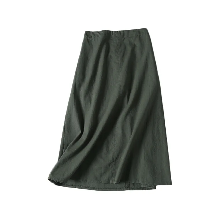 

One's Good Textured French Vintage Cotton Linen High-waisted A- line Umbrella Skirt Entity