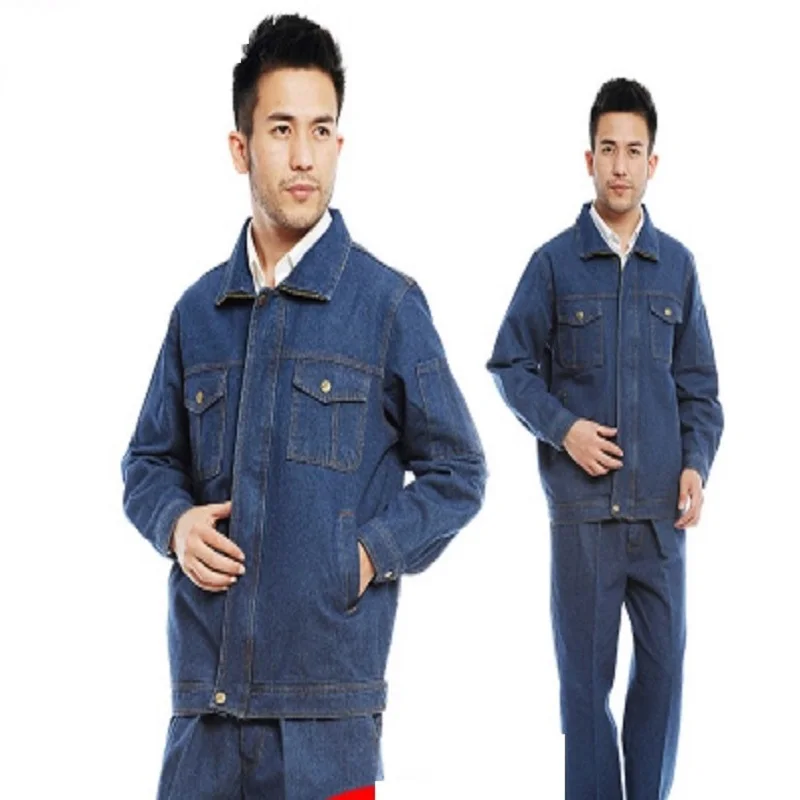 Размера плюс джинсовая Униформа комбинезоны осень зима сварочный костюм в целом Мужчины электрик ремонт рабочая одежда сварщик холст труда