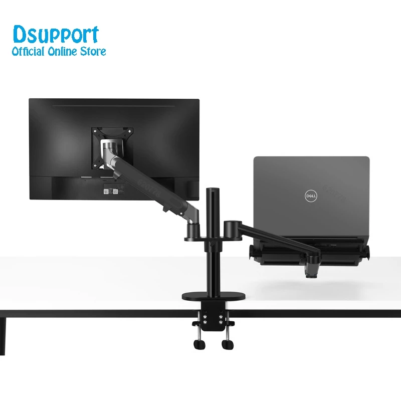 Mount-It! Soporte de escritorio para laptop y monitor, soporte de brazo  para laptop de movimiento completo, soporte ergonómico ajustable para  monitor