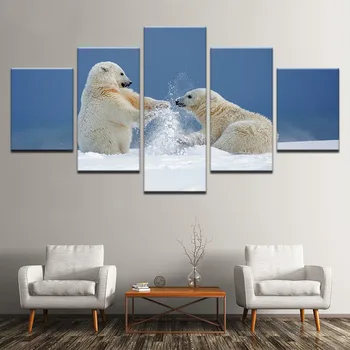 

Polar Bear Animal Picture diamond embroidery Snow Landscape 5d diamond painting round mosaic cross stitch Home Decoration 5 pcs