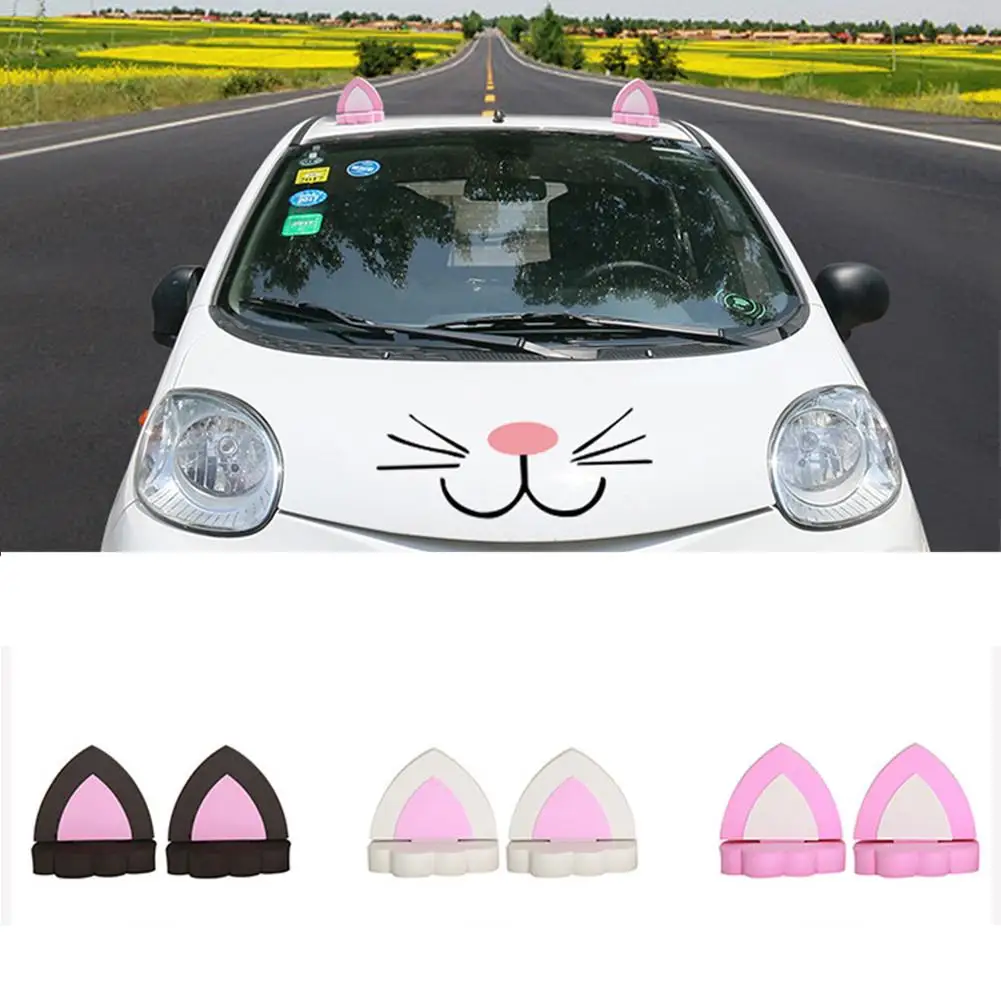 3D Cat Ear Car Truck Roof Decals Decal Decorations For Mini Car Styling
