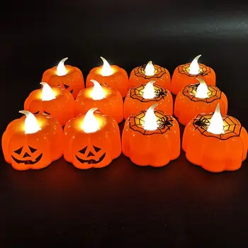 

Halloween Pumpkin Light LED Spider Light Flameless Candle Electronic Candles for Halloween Party Home Decorations 12 Pcs Q0KF