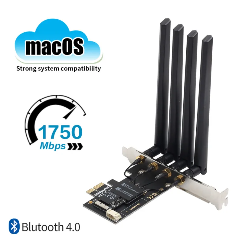 

1750Mbps PCIe Desktop Wifi Card BCM94360CD For macOS Hackintosh 802.11ac 2.4G/5G Bluetooth 4.0 Wireless Adapter Airdrop Handoff