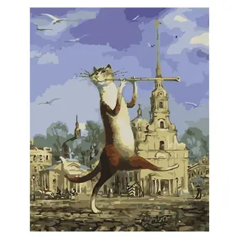 

Cat Playing DIY Painting By Numbers Modern Wall Art Picture For Kids new