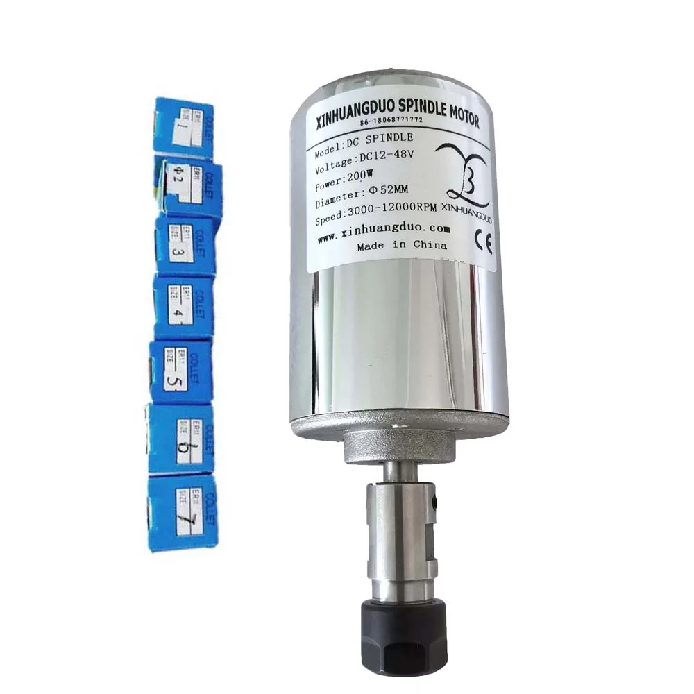200 Вт мотор шпинделя DC12-48V 12000 об/мин кВт шпиндель ЧПУ маршрутизатор мотор шпинделя+ ER11 патрон(1 мм-7 мм