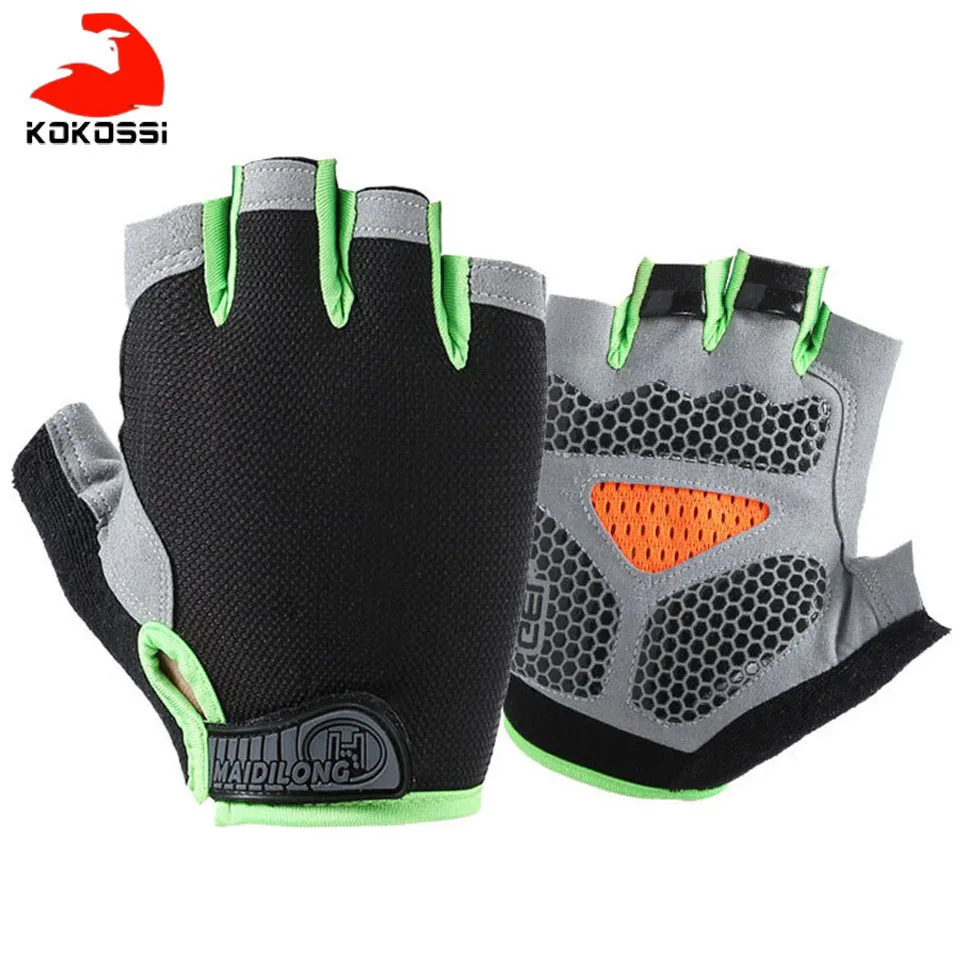 KoKossi Fitness Weightlifting Gloves Half Finger Non-slip Outdoor Sports Cycling Glove Mitten Men Women Bicycle Riding Gloves
