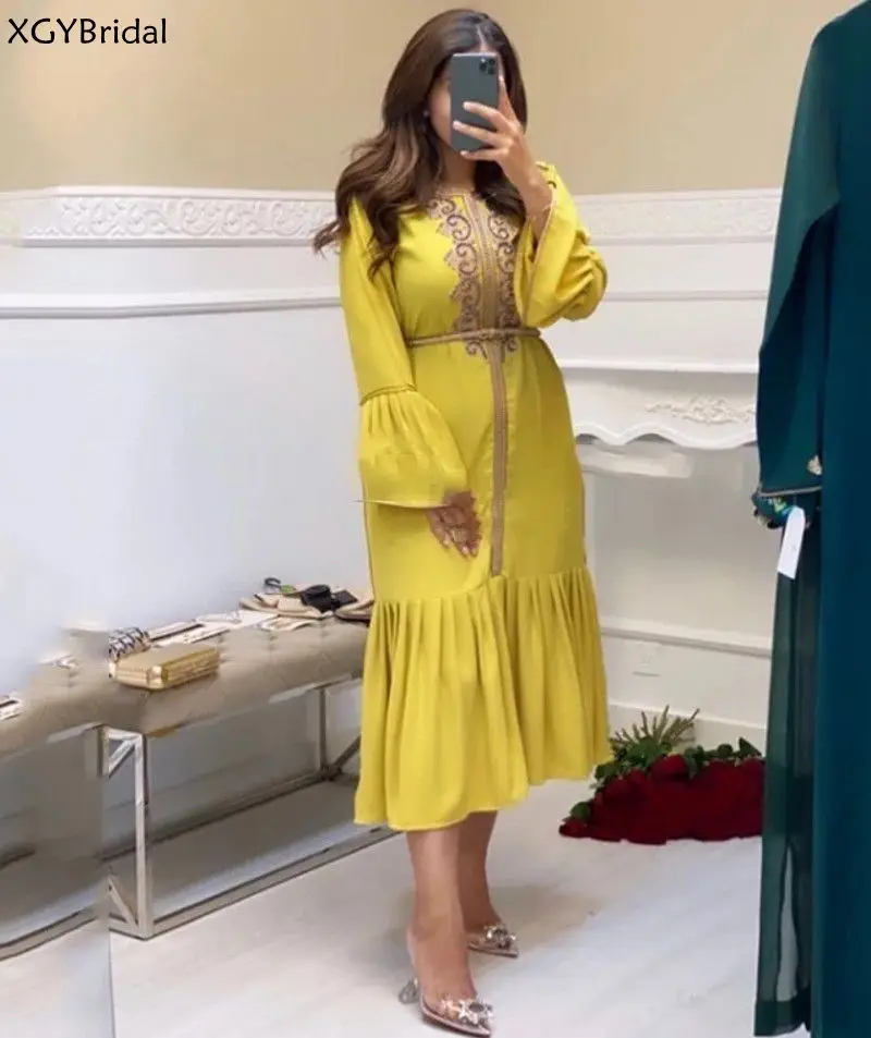 

New Formal Evening Dress Moroccan Kaftan Lace Beaded Arabic Muslim Dubai Special Occasion Dresses for Women вечернее платьеь